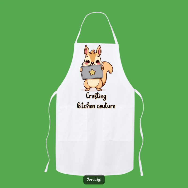 Funny Squirrel Patch Apron: Cheerful Critter's Sewing Protection, Kitchen Gift