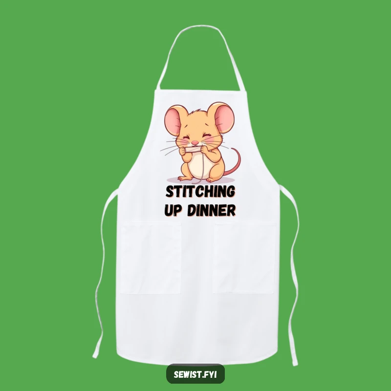 Funny Determined Mouse Sewing Apron: Hilarious Wear for Focused Creators