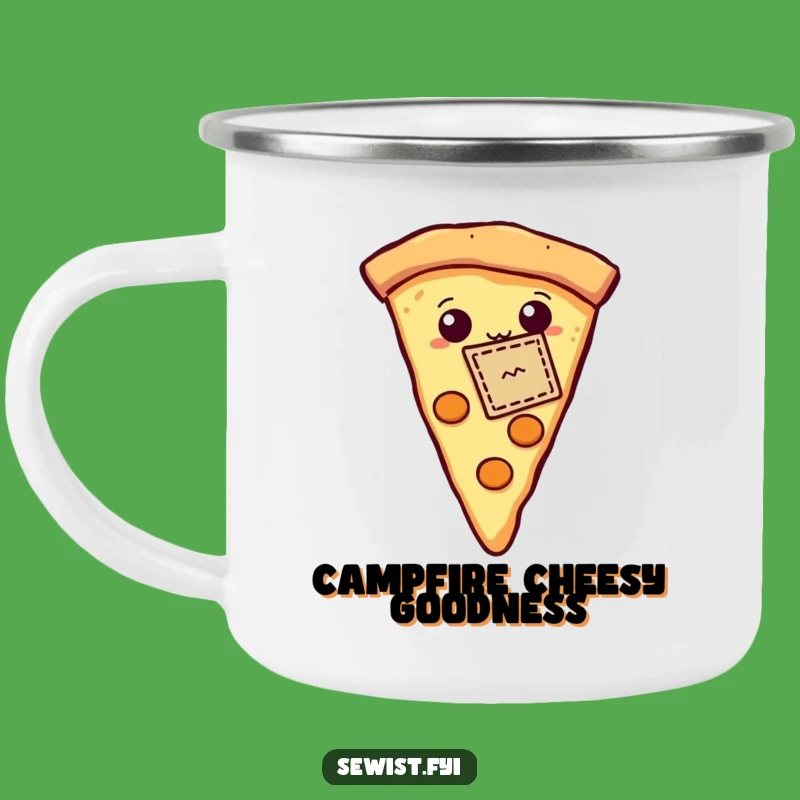 Funny Camping Mug: Proud Pizza Slice Patch, Hilarious Outdoor Treat