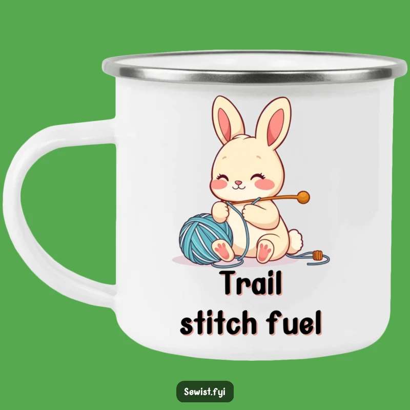 Funny Bunny Crafter Camping Mug: Cute Outdoor Needle Threading, Gift