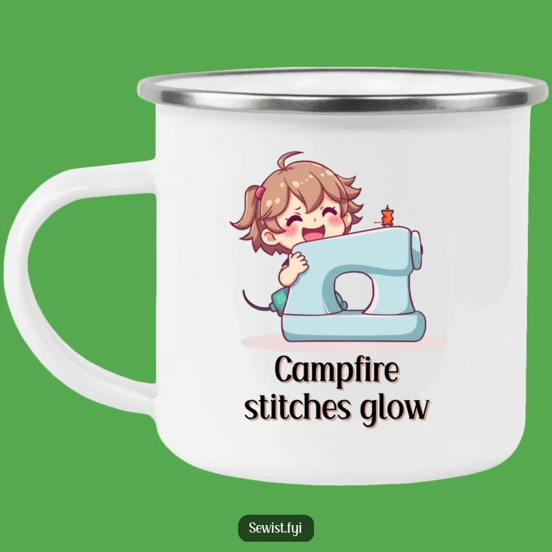 Funny Sewing Camping Mug: Enthusiastic Crafter's Outdoor Companion, Perfect Gift!