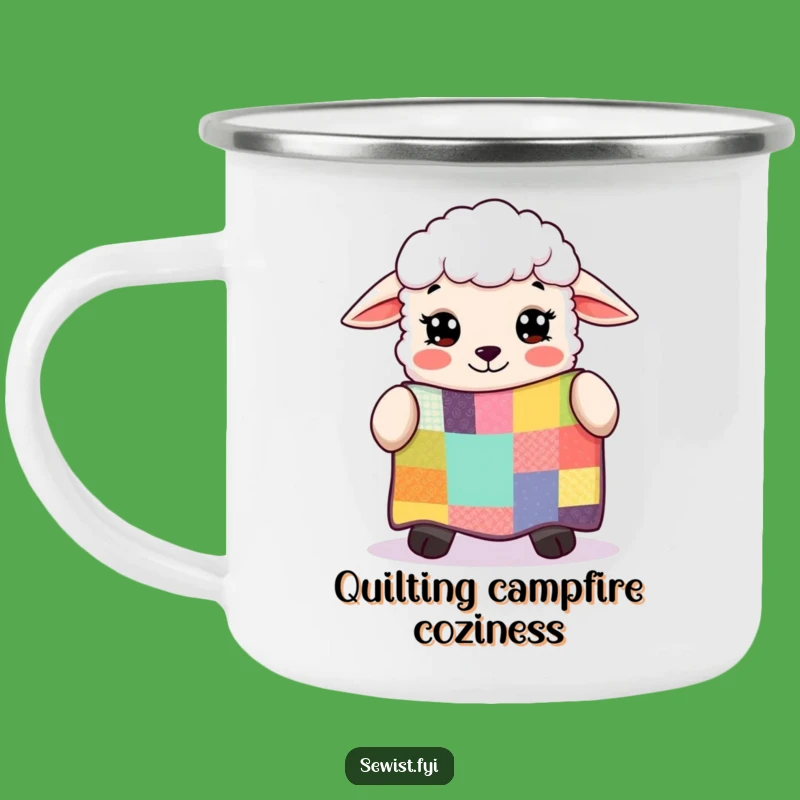 Funny Sheep Patchwork Quilt Camping Mug: Your Cozy Companion for Outdoor Adventures