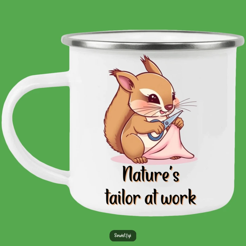 Funny Squirrel Tailor Camping Mug: Crafty Sips Around the Campfire