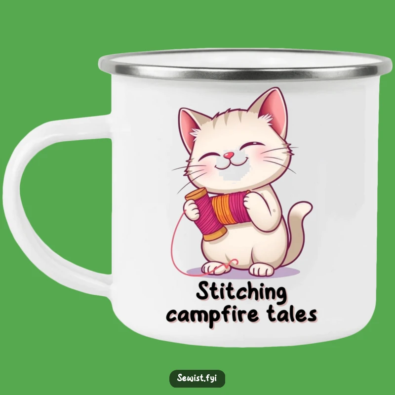 Funny Cat Stitching Camping Mug: Your Hilarious Companion for Outdoor Adventures