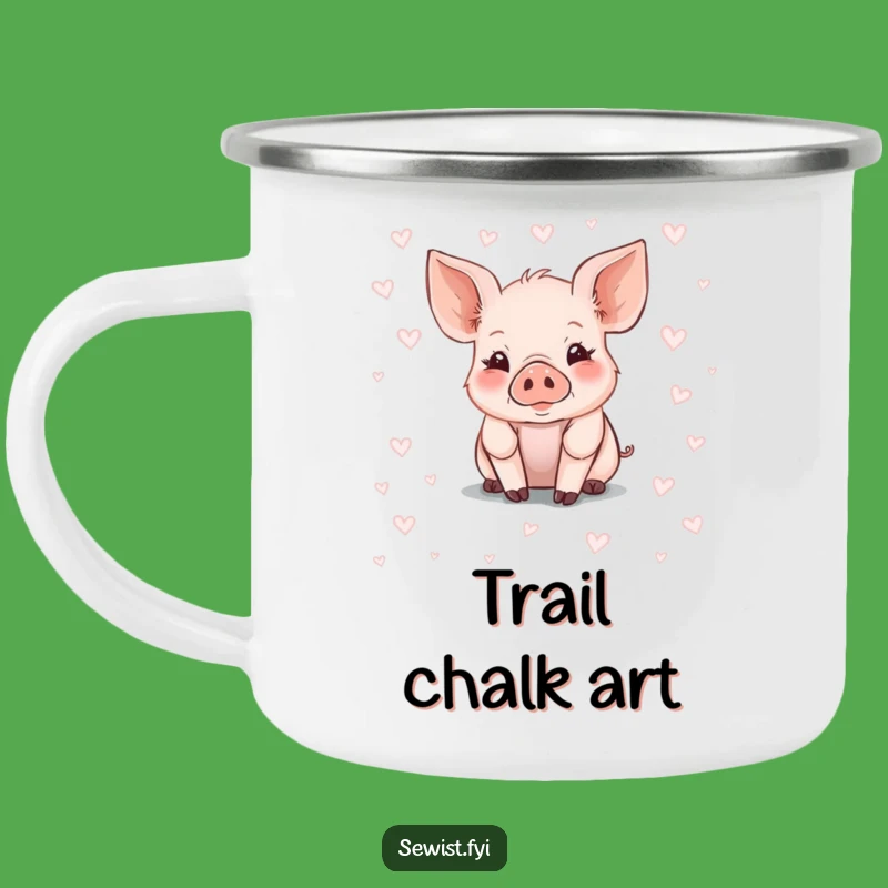 Funny Piglet Enamel Mug: Rustic Chalk Art Farm Animal Adventure Gift
