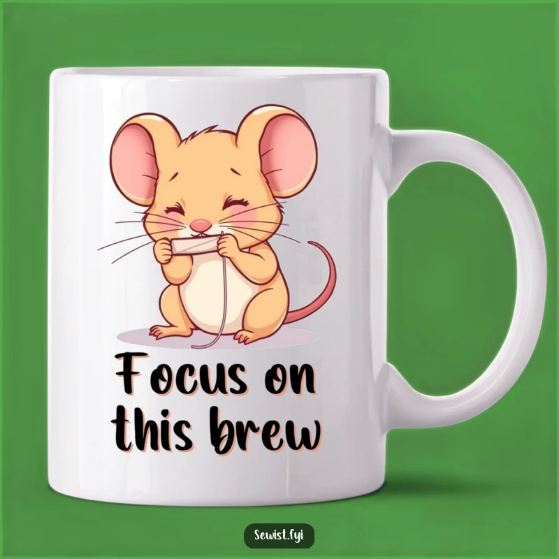Funny Determined Mouse Sewing Mug: Hilarious Crafter Gift for Focused Individuals