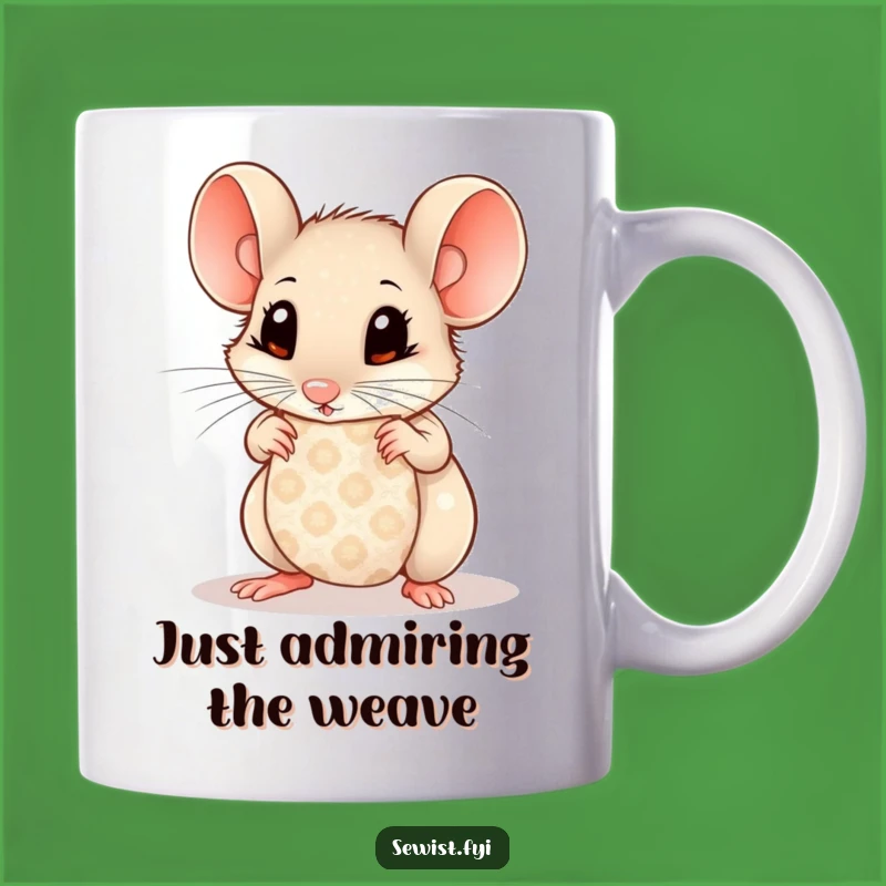 Funny Mouse Fabric Mug: Curious Critter Design, Great Funny Gift for Textile Lovers