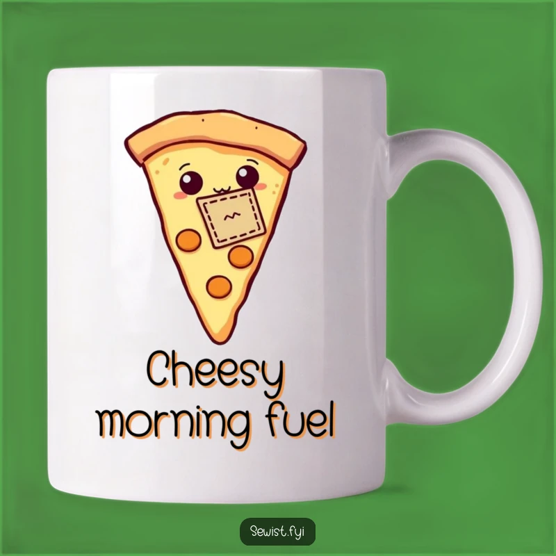 Funny Pizza Mug: Proud Slice with Stitched Patch, Hilarious Foodie Gift