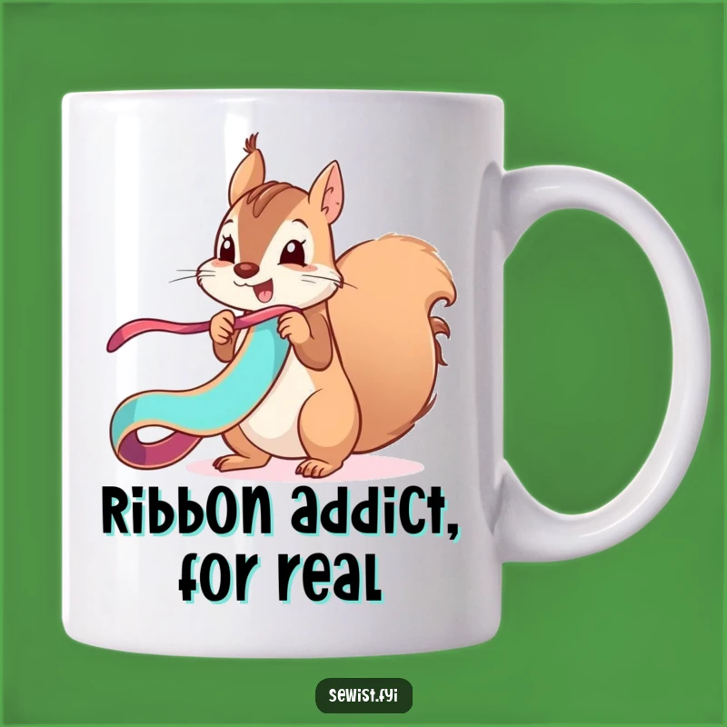 Funny Squirrel Ribbon Mischief Mug: Playful Critter Humor, Perfect Gift for Fun Lovers