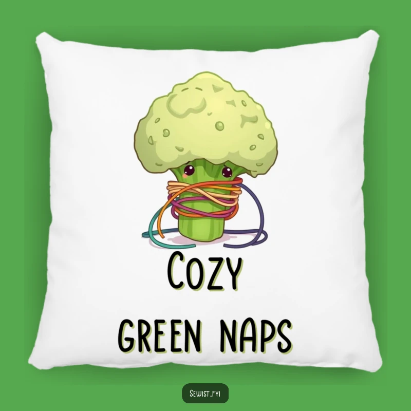 Funny Pillow: Clumsy Broccoli Thread Cushion, Cozy Craft Decor