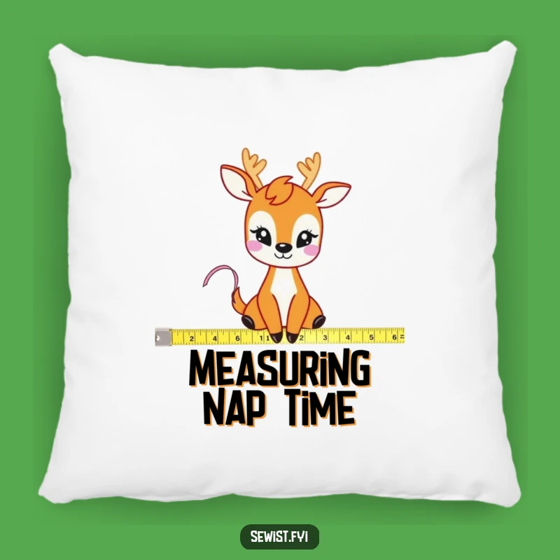 Funny Deer Measuring Tape Pillow, Cozy Craft Humor Cushion, Adorable Funny Gift