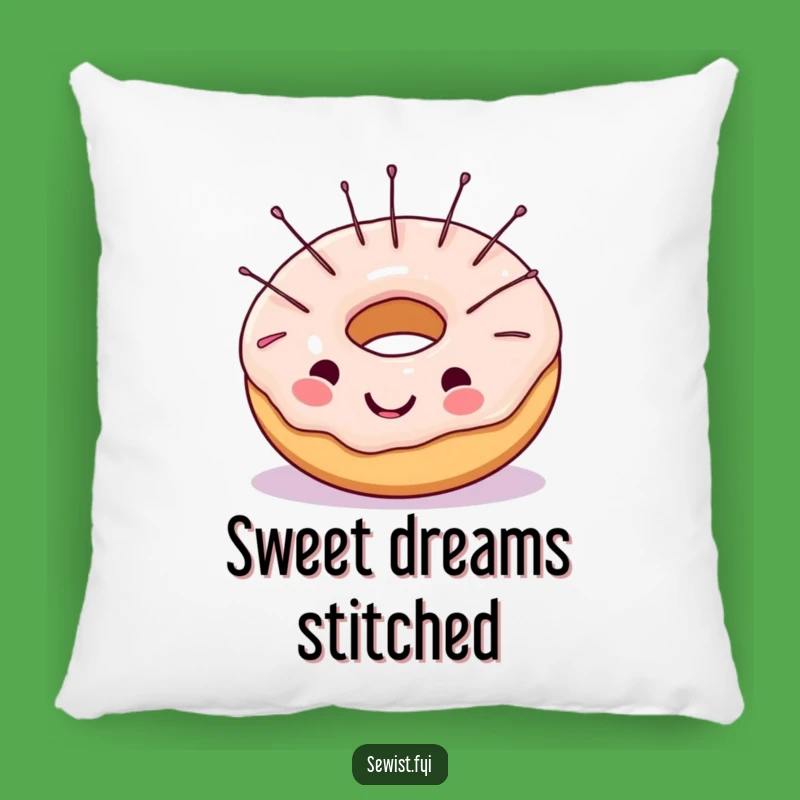 Funny Pillow: Cheerful Donut Sewing Needles Cushion, Cozy Craft Decor