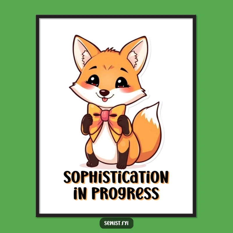 Funny Fox Bow Tie Digital Print - Elegant Wall Art for Stylish Spaces