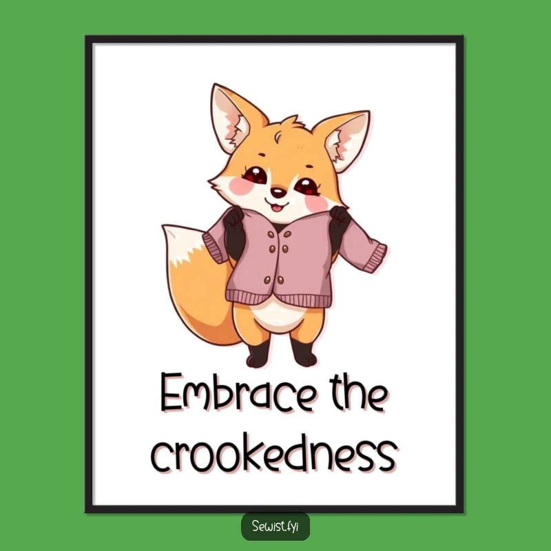 Funny Fox Dressmaker Digital Art Print: Whimsical Sewing Decor