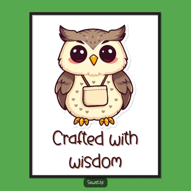 Funny Proud Owl Sewing Digital Art: Hilarious Printable for Crafty Walls