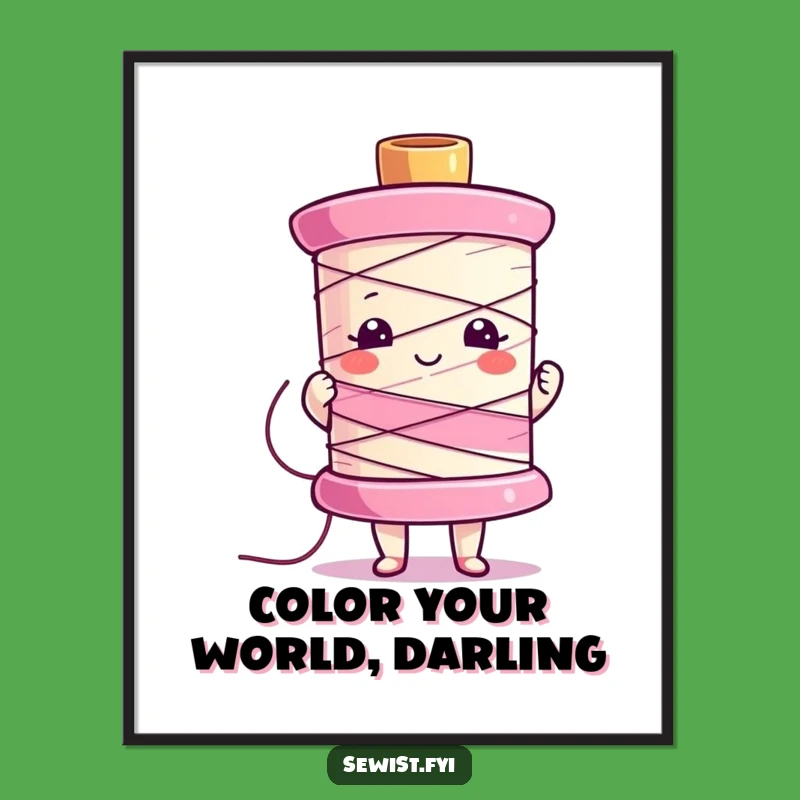 Funny Sewing Spool Digital Print - Vibrant Wall Art for Crafters