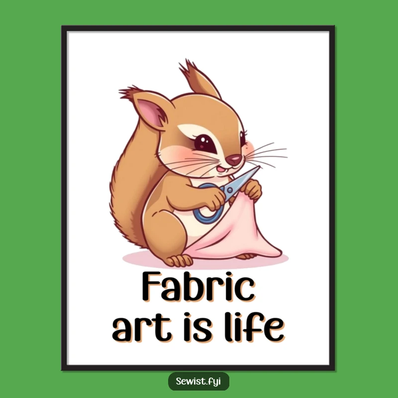 Funny Squirrel Tailor Digital Art Print: Whimsical Sewing Decor