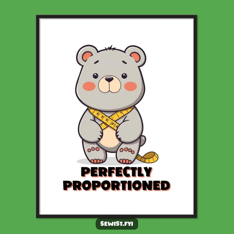 Funny Determined Bear Sewing Digital Art: Hilarious Printable for Craft Room Walls