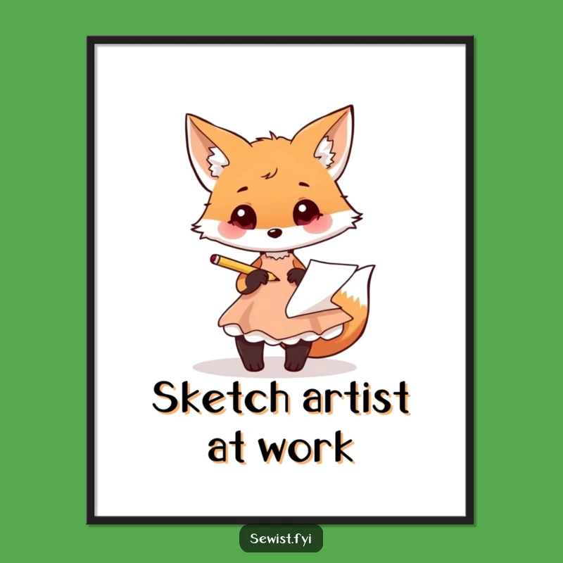 Funny Fox Fashion Digital Art Print: Instant Download, Playful Artist Decor