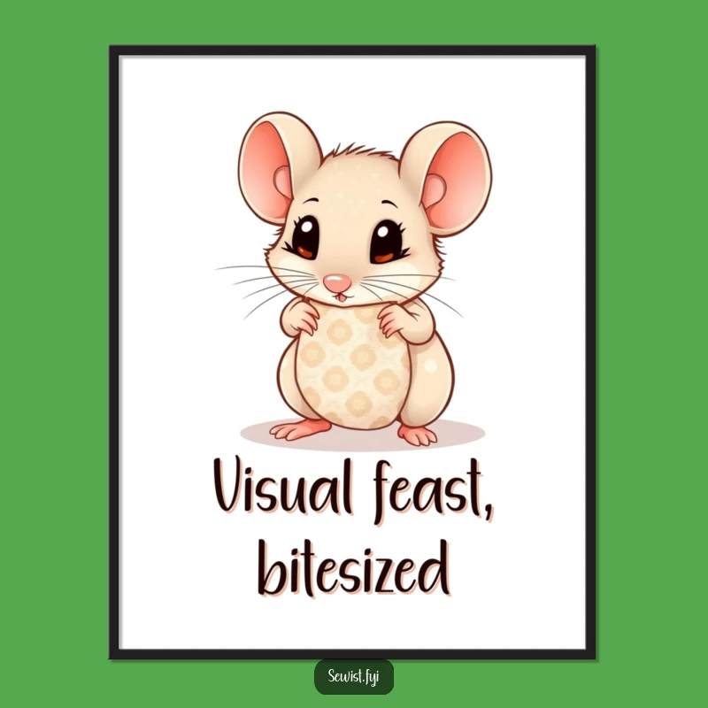 Funny Mouse Fabric Digital Art: Curious Critter Printable, Perfect Gift