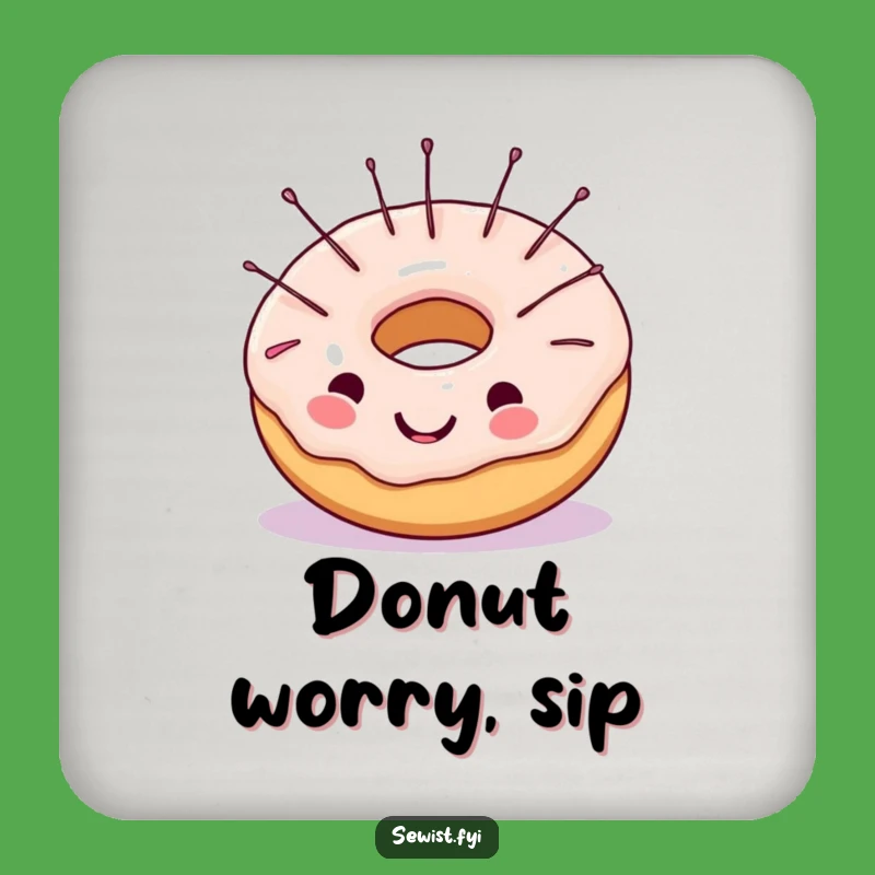 Funny Drink Coaster: Cheerful Donut Sewing Needles, Sweet Surface Protection