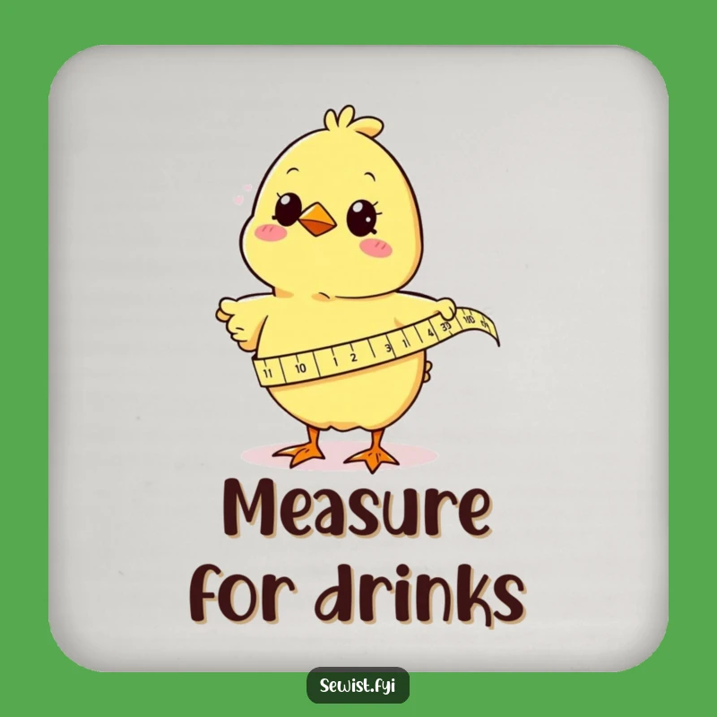 Funny Chick Measuring Fabric Coaster Set: Protect Surfaces with Hilarious Sewing Charm