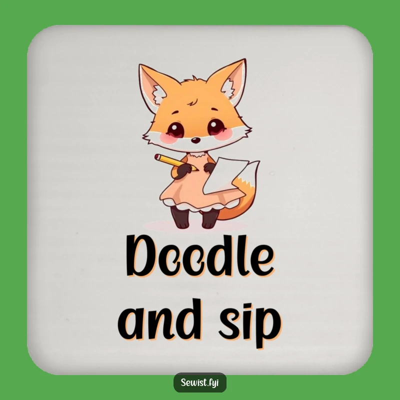 Funny Fox Fashion Drink Coaster: Protect Surfaces, Playful Artist Decor