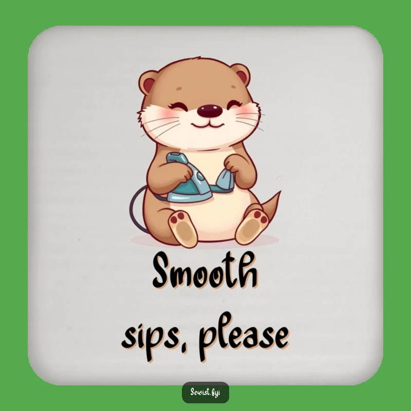 Funny Otter Ironing Drink Coaster: Protect Surfaces with Cheer