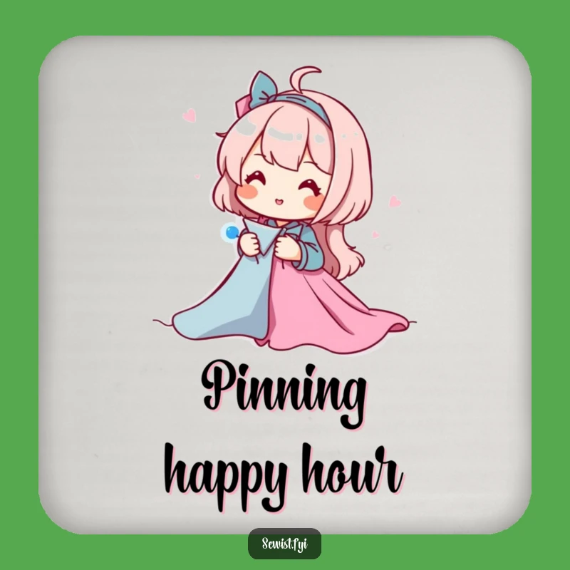 Funny Sewing Coaster Set: Protect Surfaces With Happy Pinning Design, Craft Decor