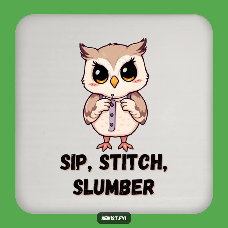 Funny Owl Sewing Coaster: Wise Critter's Design Accent, Drink Gift