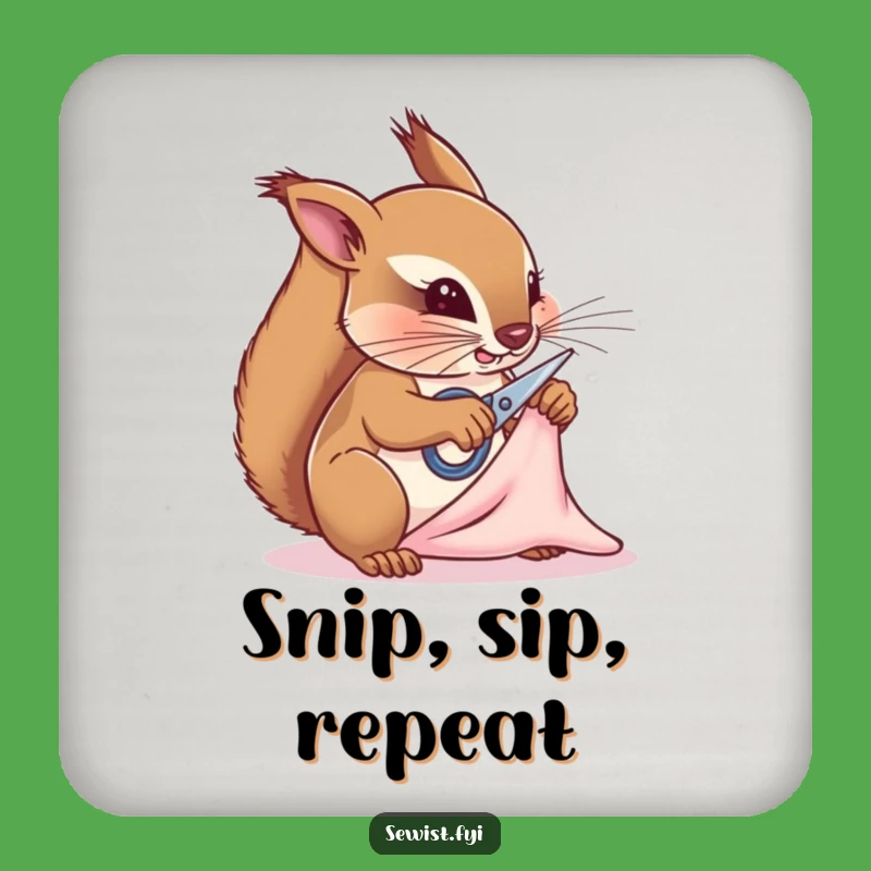 Funny Squirrel Tailor Drink Coaster: Protect Surfaces with Crafty Style