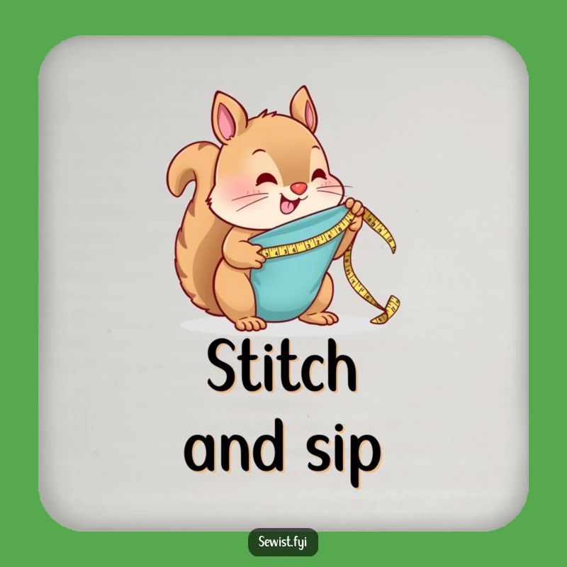 Funny Squirrel Sewing Coaster: Cute Critter Protecting Surfaces - Perfect Funny Gift!