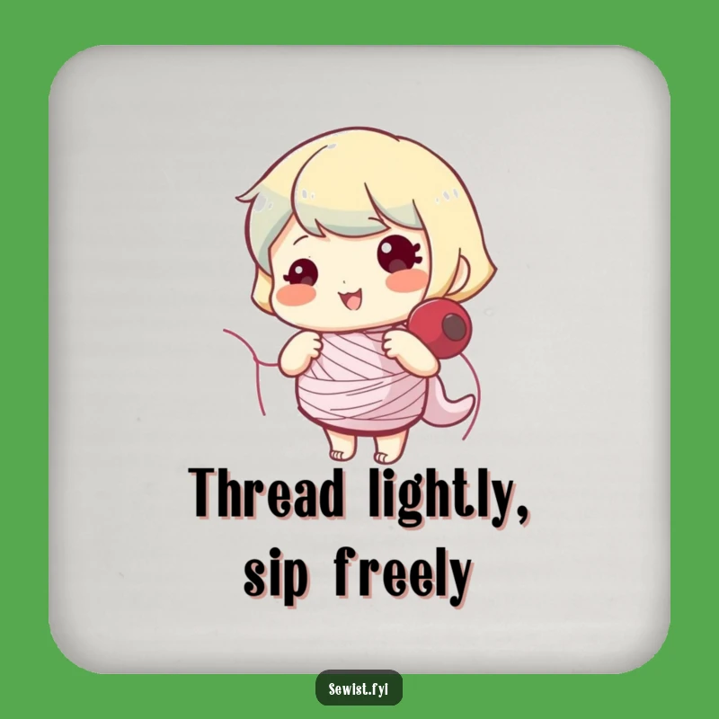 Funny Bobbin Winding Coaster Set - Cheerful Table Protection Gift