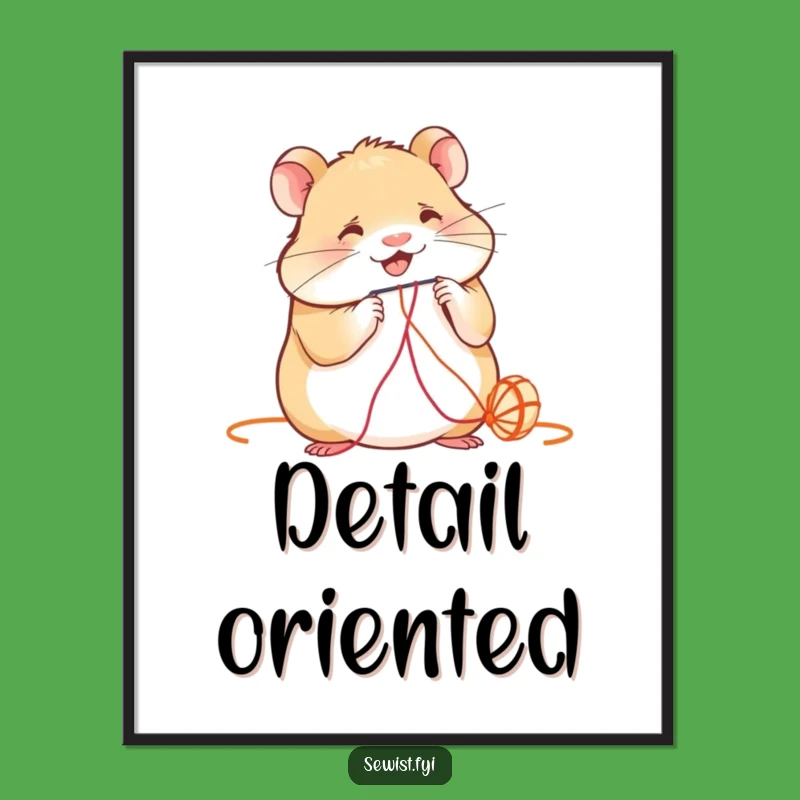 Funny Hamster Poster: Tiny Tailor Art, Hilarious Craft Decor, Ideal Funny Gift