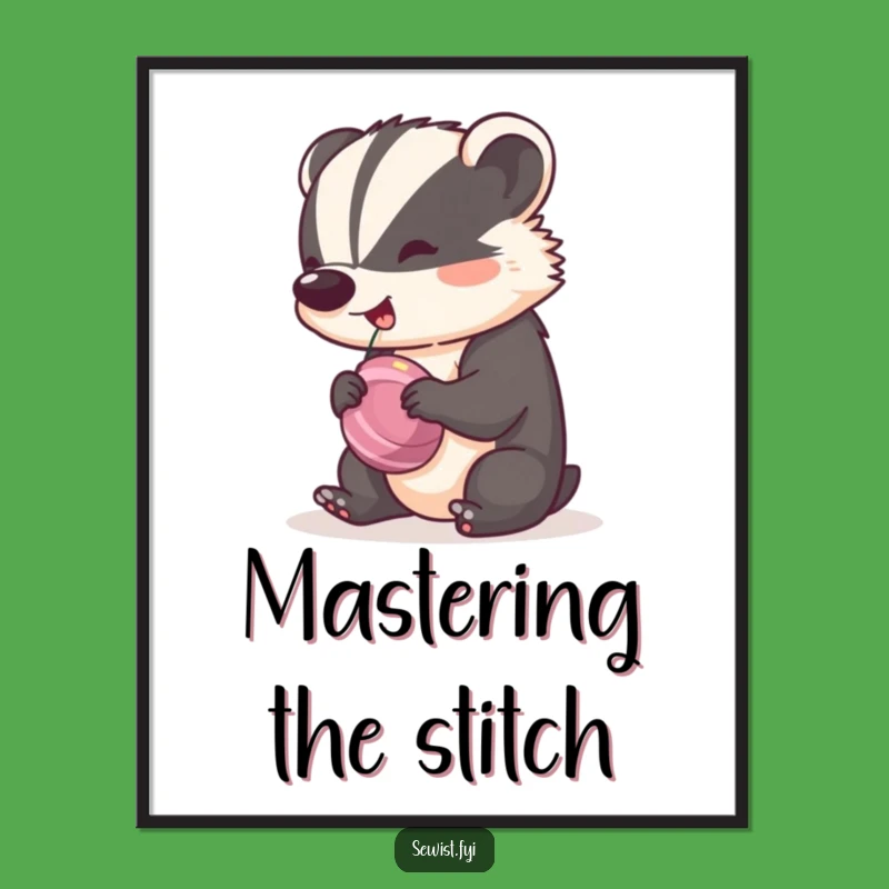 Funny Badger Tailor Poster: A Cheeky Badger Spinning a Bobbin with Rhythm