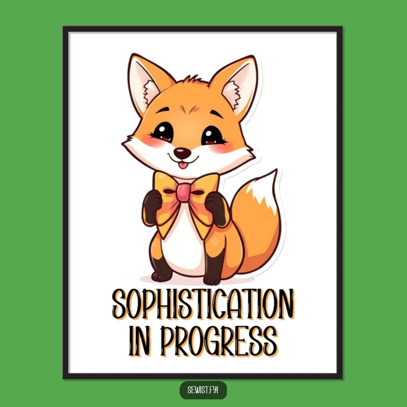 Funny Fox Bow Tie Art Poster - Elegant and Hilarious Wall Decor