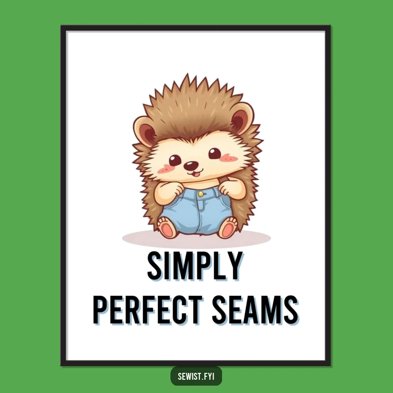 Funny Hedgehog Poster: Celebrate Sewing Pride with Whimsical Art