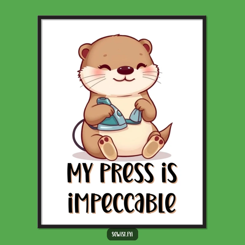 Funny Otter Ironing Poster: Whimsical Wall Art for Sewing Nooks