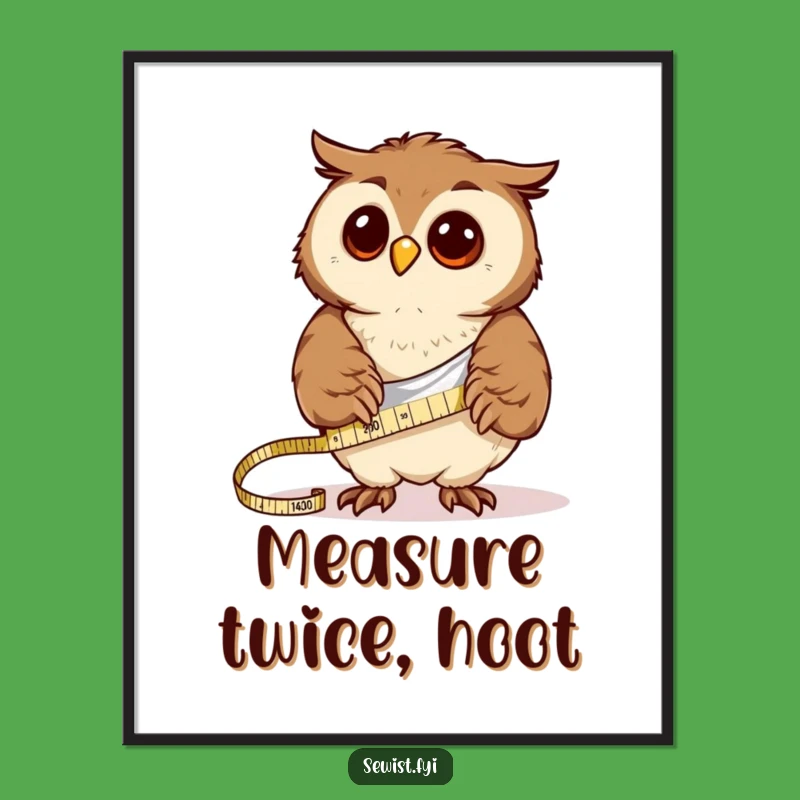 Funny Owl Measuring Poster: Wise Crafter Wall Art, Hilarious Sewing Gift