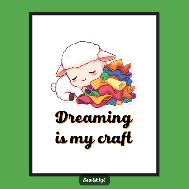 Funny Sleepy Sheep Poster: Whimsical Wall Art for Craft Rooms