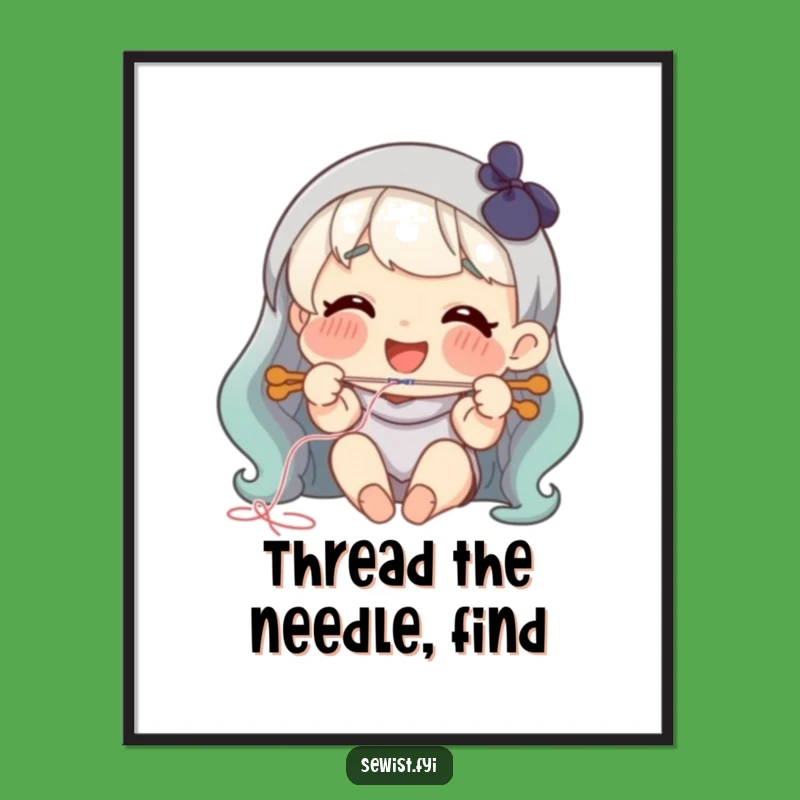 Funny Threading Needle Poster: Joyful Crafter Art, Hilarious Gift!