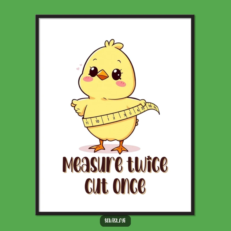Funny Chick Measuring Fabric Poster: Hilarious Wall Art for Your Craft Room Decor