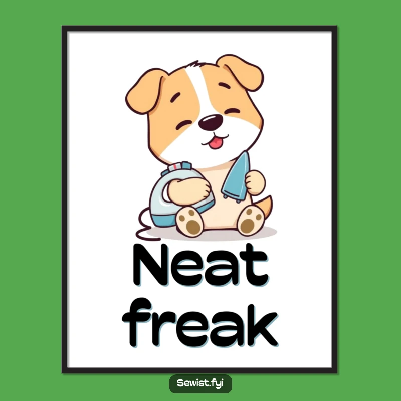 Funny Dog Ironing Seam Poster, Domestic Humor Art, Great Funny Gift Decor