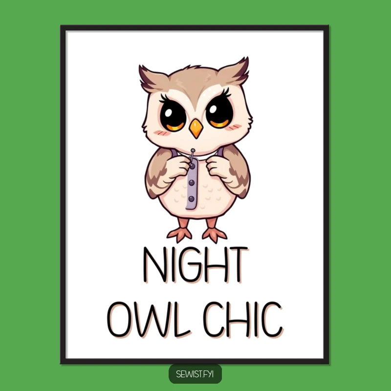 Funny Owl Tailor Poster: Contented Critter's Design Art, Wall Decor Gift