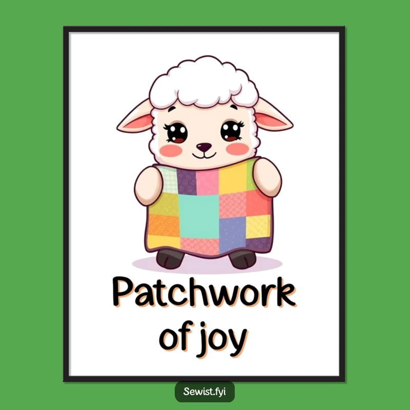 Funny Sheep Patchwork Quilt Poster: Charming Wall Art for Your Craft Space