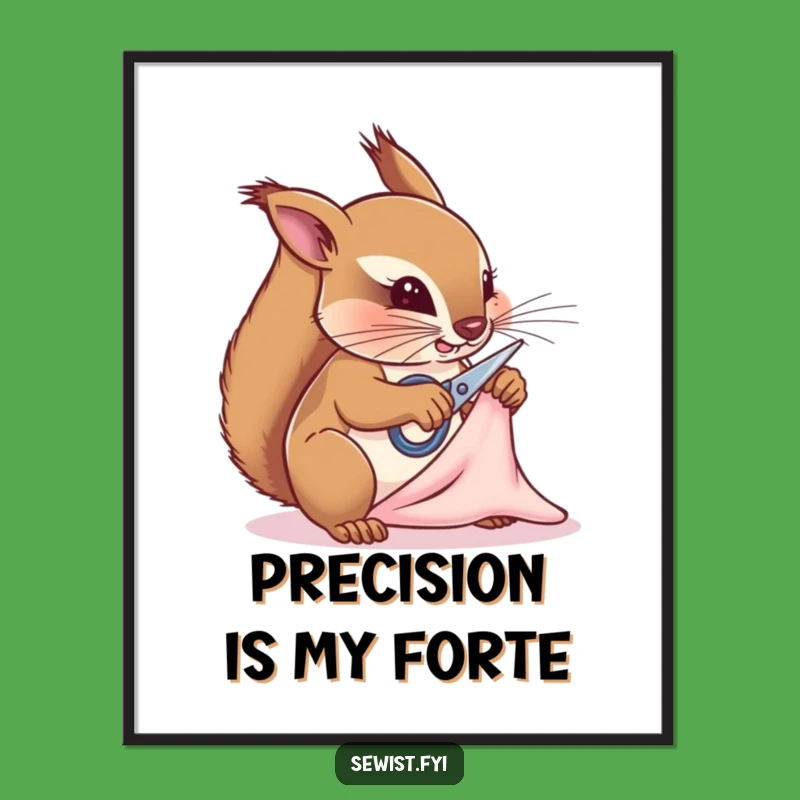 Funny Squirrel Tailor Poster: Whimsical Wall Art for Sewing Enthusiasts
