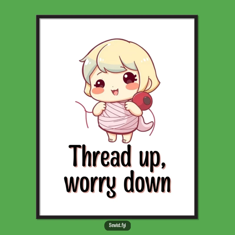 Funny Bobbin Winding Art Poster - Cheerful Sewing Room Decor Gift