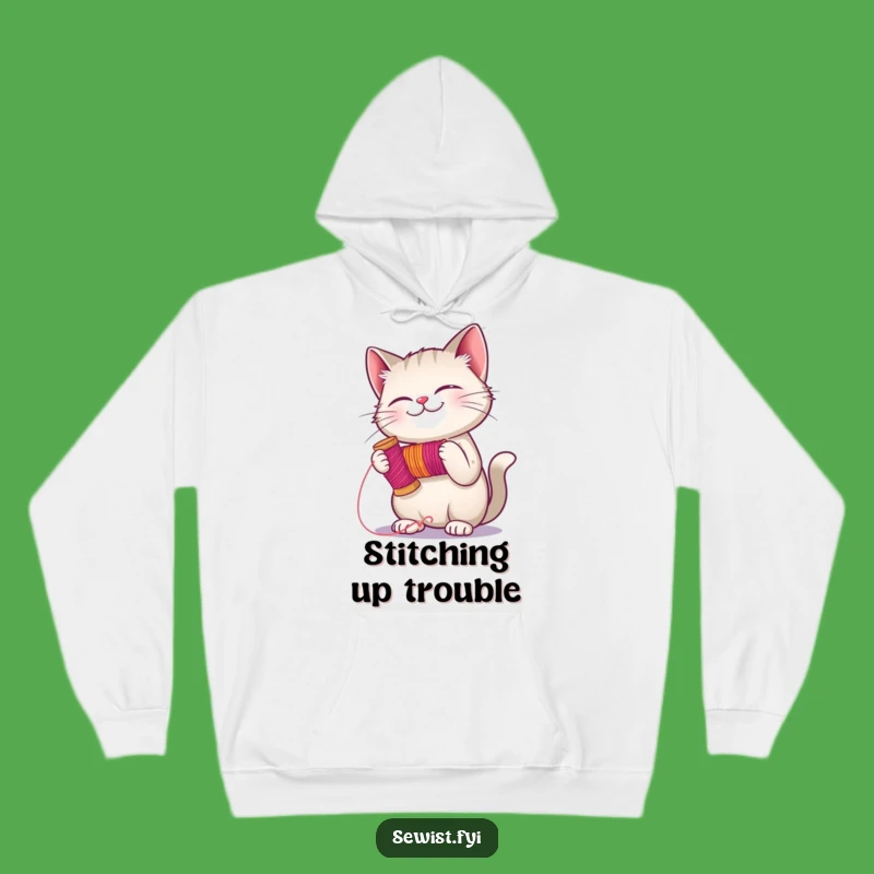 Cozy Funny Cat Stitching Hoodie: Snuggle Up with Hilarious Crafting Comfort