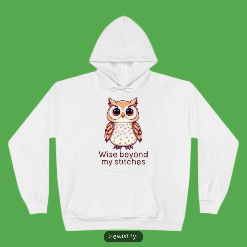 Funny Owl Crafter Hoodie: A Cute Owl Admiring Embroidered Detail