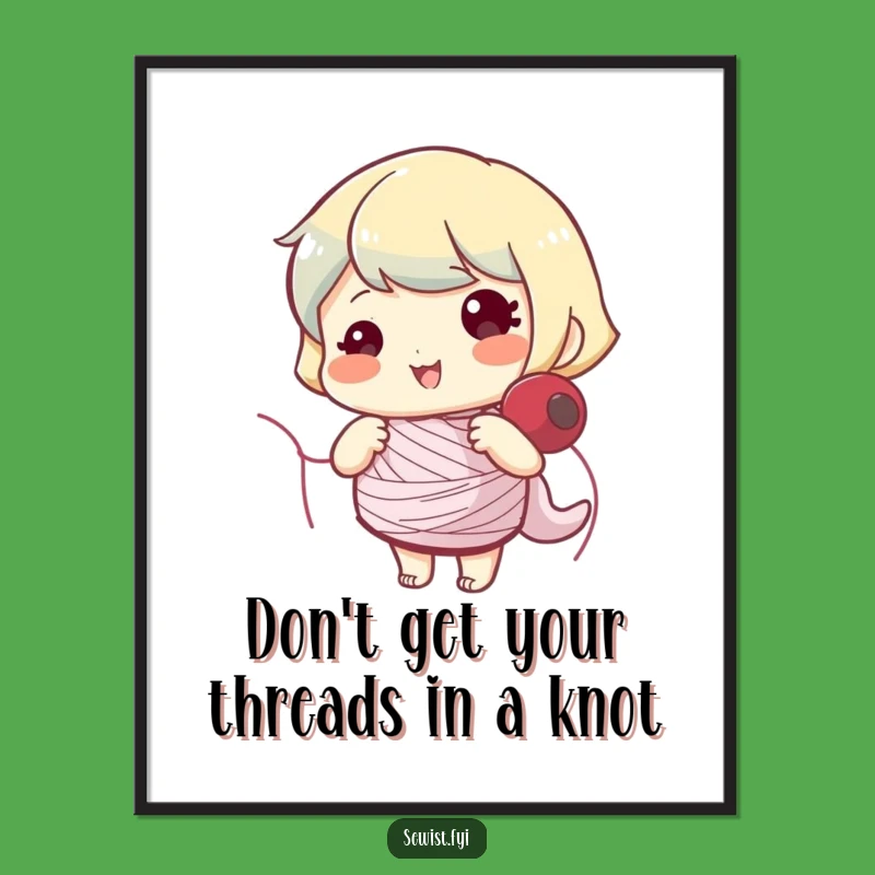 Free Printable Wall Art: Cheerful Bobbin Winder - Funny Downloadable Sewing Decor